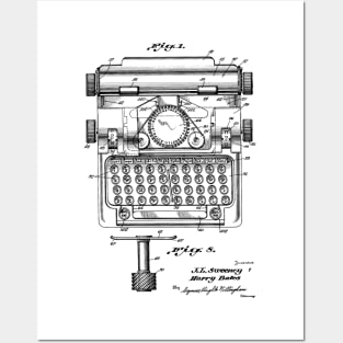 Typewriter Vintage Patent Hand Drawing Posters and Art